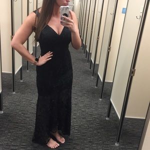 Black Lace Nicole Miller Full Length Evening Gown